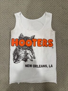 Hooters White Tank Top with Bright Orange Logo